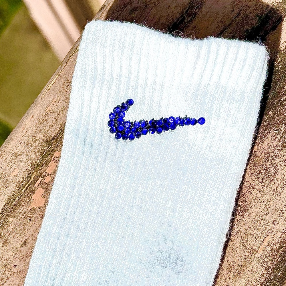 Swarovski Blue Rhinestone Nike socks